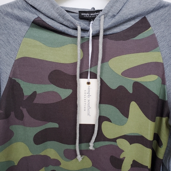 NWT Hoodie SIMPLY Southern Sz Small Grey & Camo - Picture 3 of 9